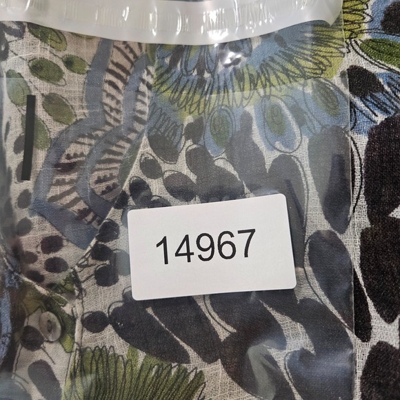 Lafayette 148 Shirt Top Women Size‎ 10 Linen Blend Ruffle Geometric Summer - Picture 10 of 10